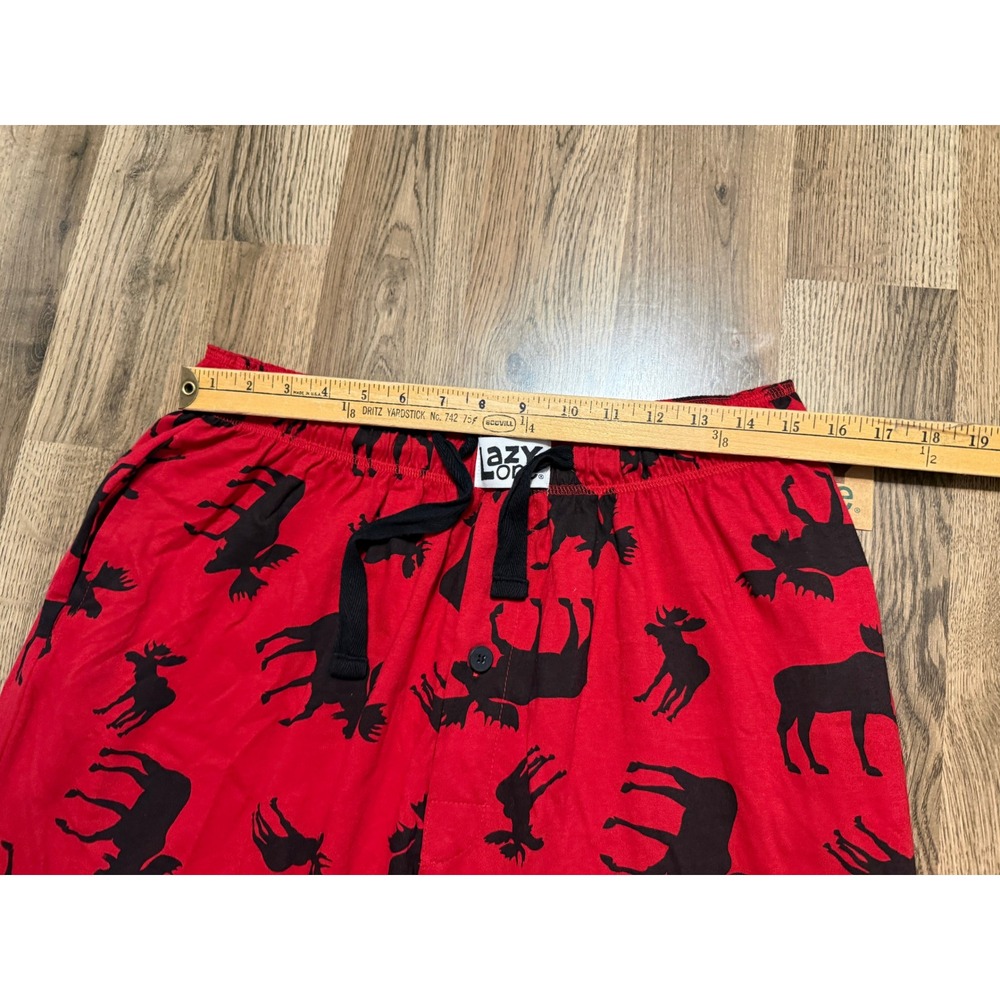 Lazy One PJ Pant Classic Moose Red Unisex Large Red Adult Cotton Elastic NEW - Picture 9 of 12